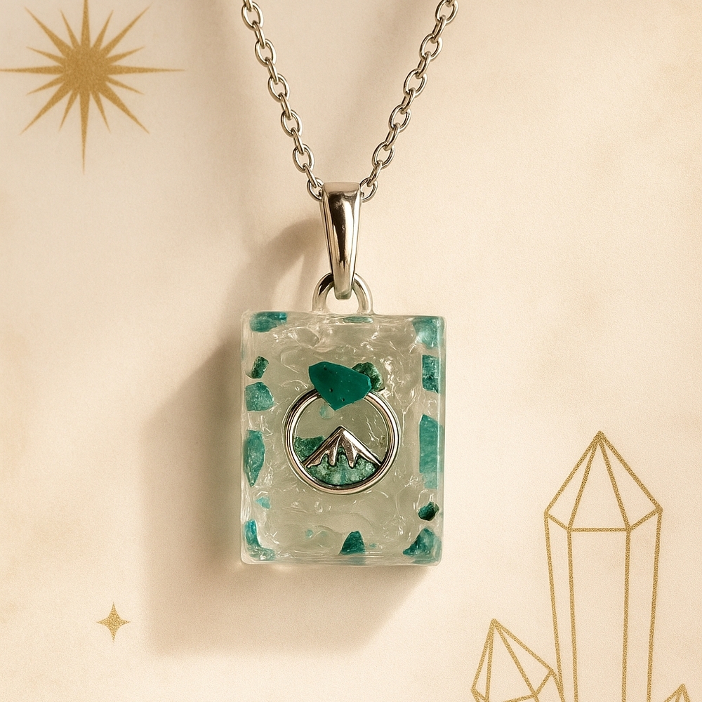 Resin Pendant Necklace With Mountain Charm